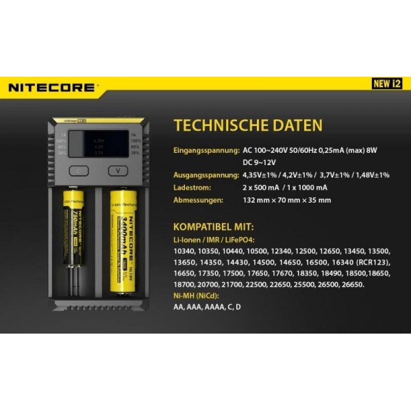 Nitecore i2 Intellicharger V2 Ladegerät Neue Version