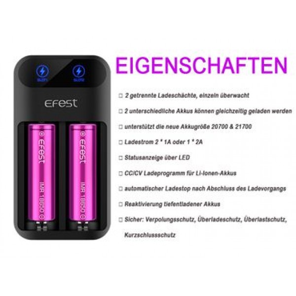 Efest Lush Q2 Li-Ion-Akku-Schnellader mit eingebautem Netzteil